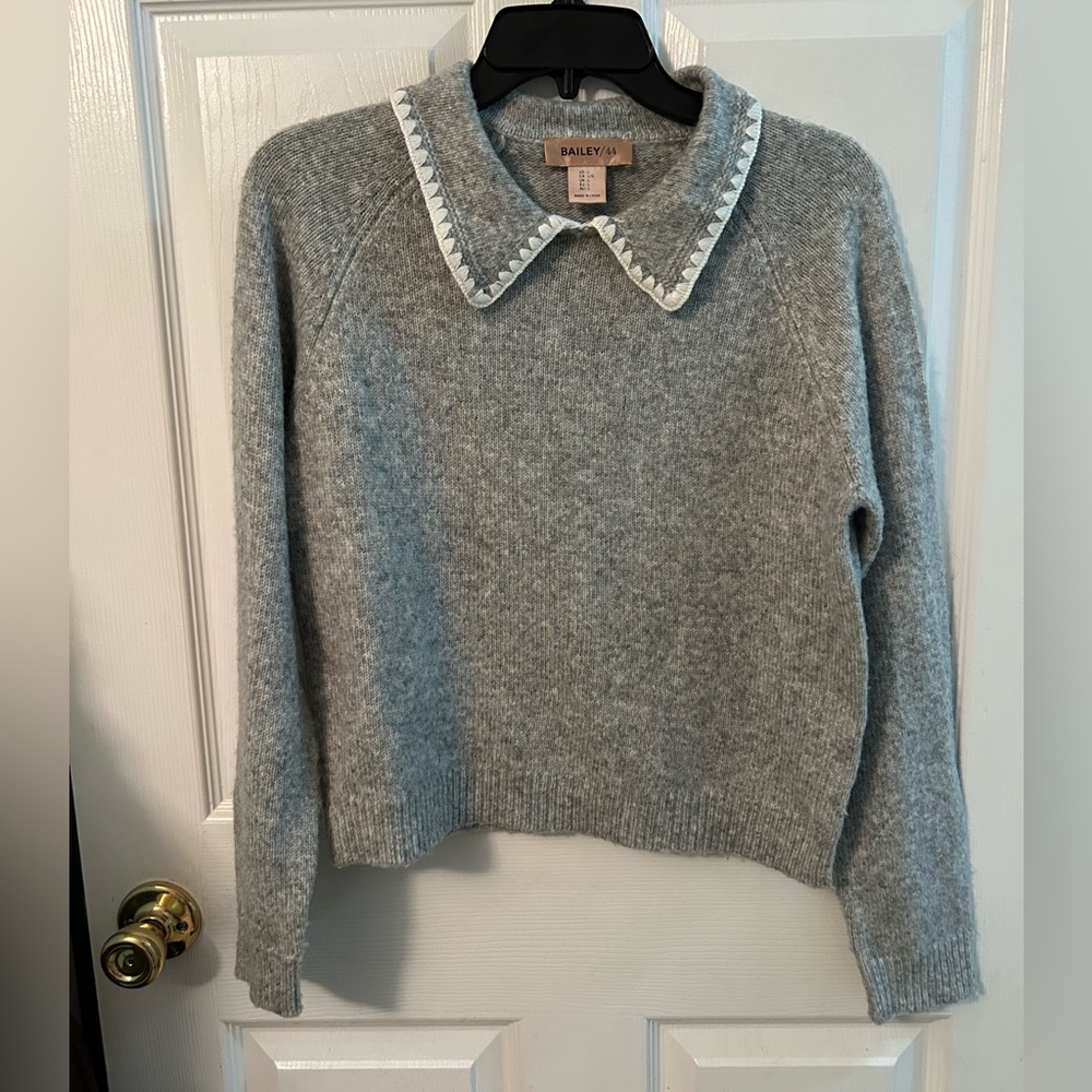 Bailey 44 Heather Gray Sweater with Collar